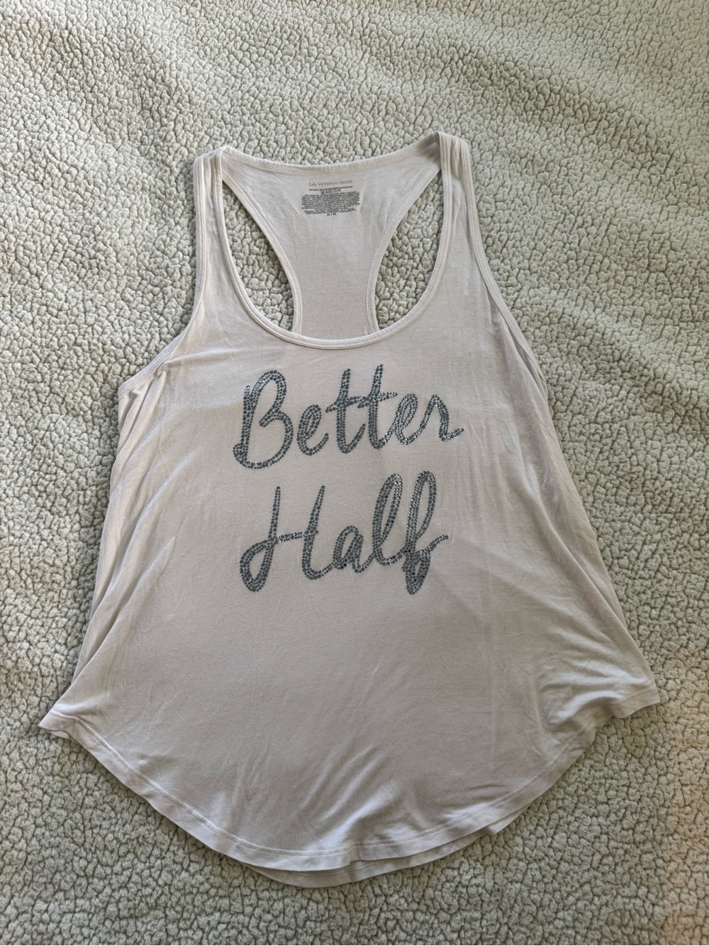 Victoria's Secret White Racerback With Bedazzled “Better Half” I Do Collection